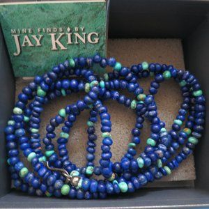 Authentic Jay King Mine Finds 60" Genuine Lapis & Turquoise Beaded Necklace